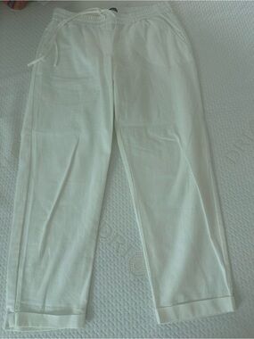 J. Crew White Drawstring Track Pants
